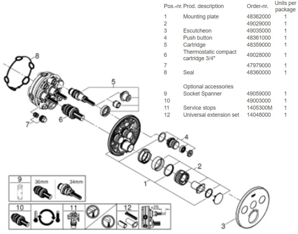 Монтажная плата GROHE 48362000 Монтажная плата GROHE 48362000